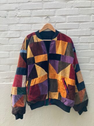 Yellow Corduroy Patchwork Bomber